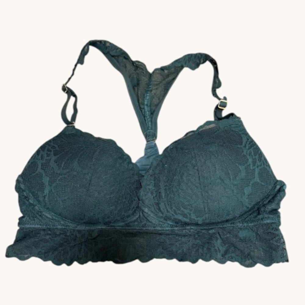 Pre-Loved Victoria’s Secret PINK Forest Green Push-Up Bra Small – Lightly Padded